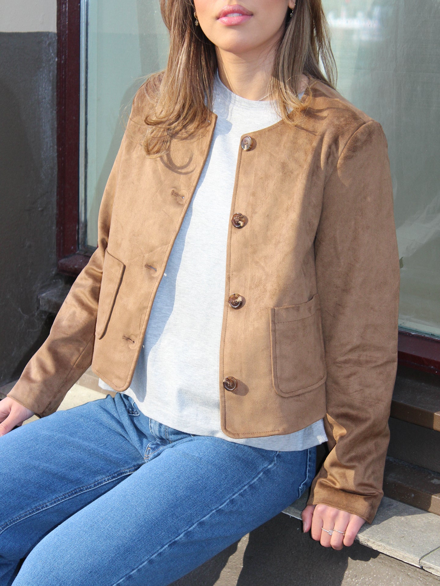 ONLTULIP Faux Suede Jacket - Brun